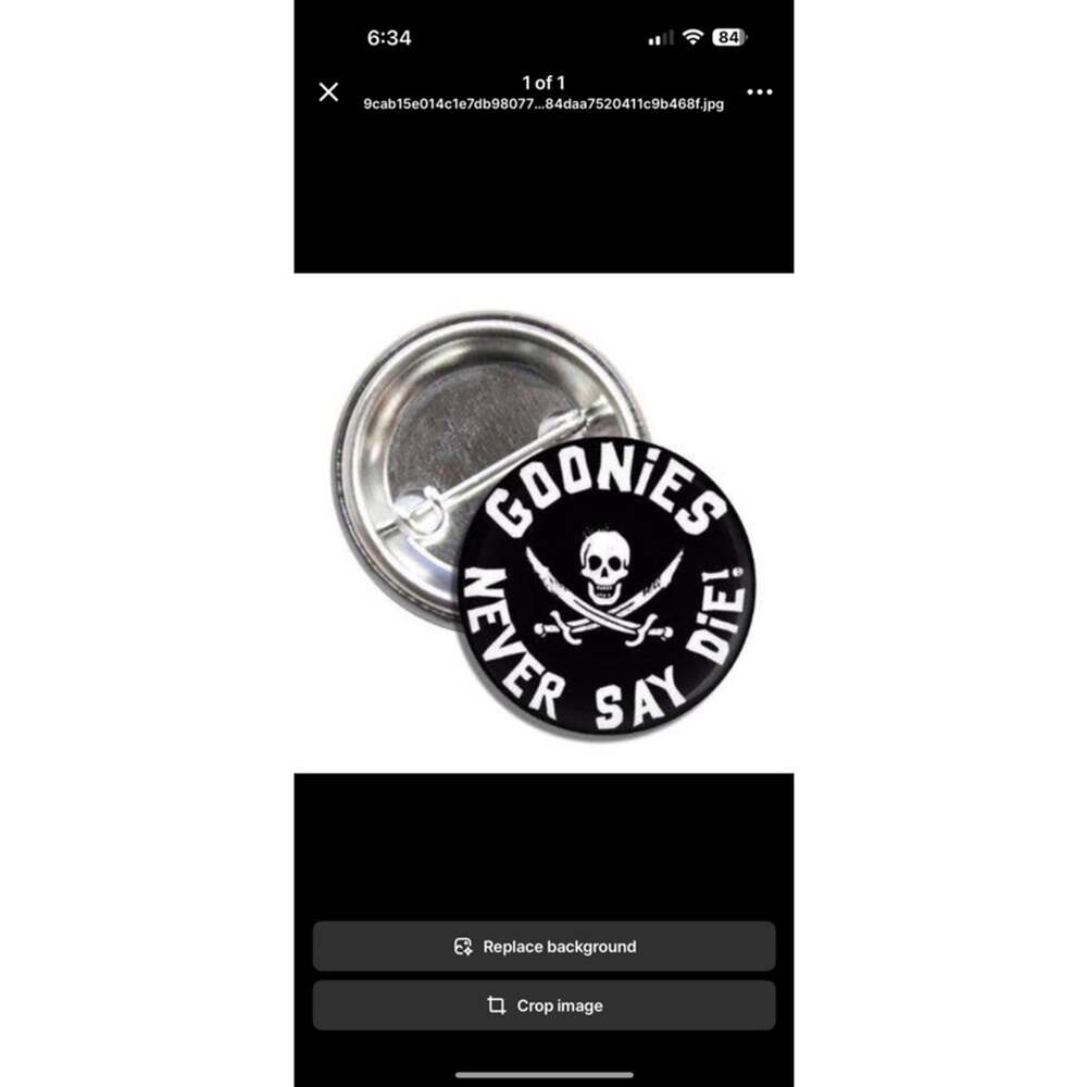 NWT Unbranded Goonies Button Pin Black